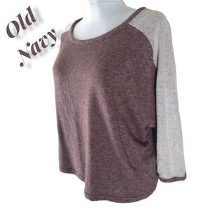 5/$25 SALE! Old Navy Purple & White Raglan Long Sleeve Knit Top Shirt